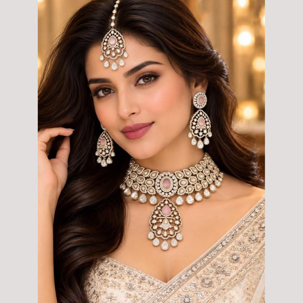 Tanish Art Jewellery Polki Kundan And Amerian Diamond Necklace Choker Set
