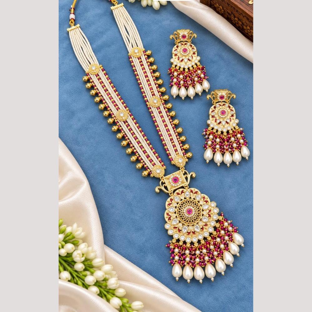 Tanish Art Jewellery Polki Kundan And Pearl Long Necklace Set