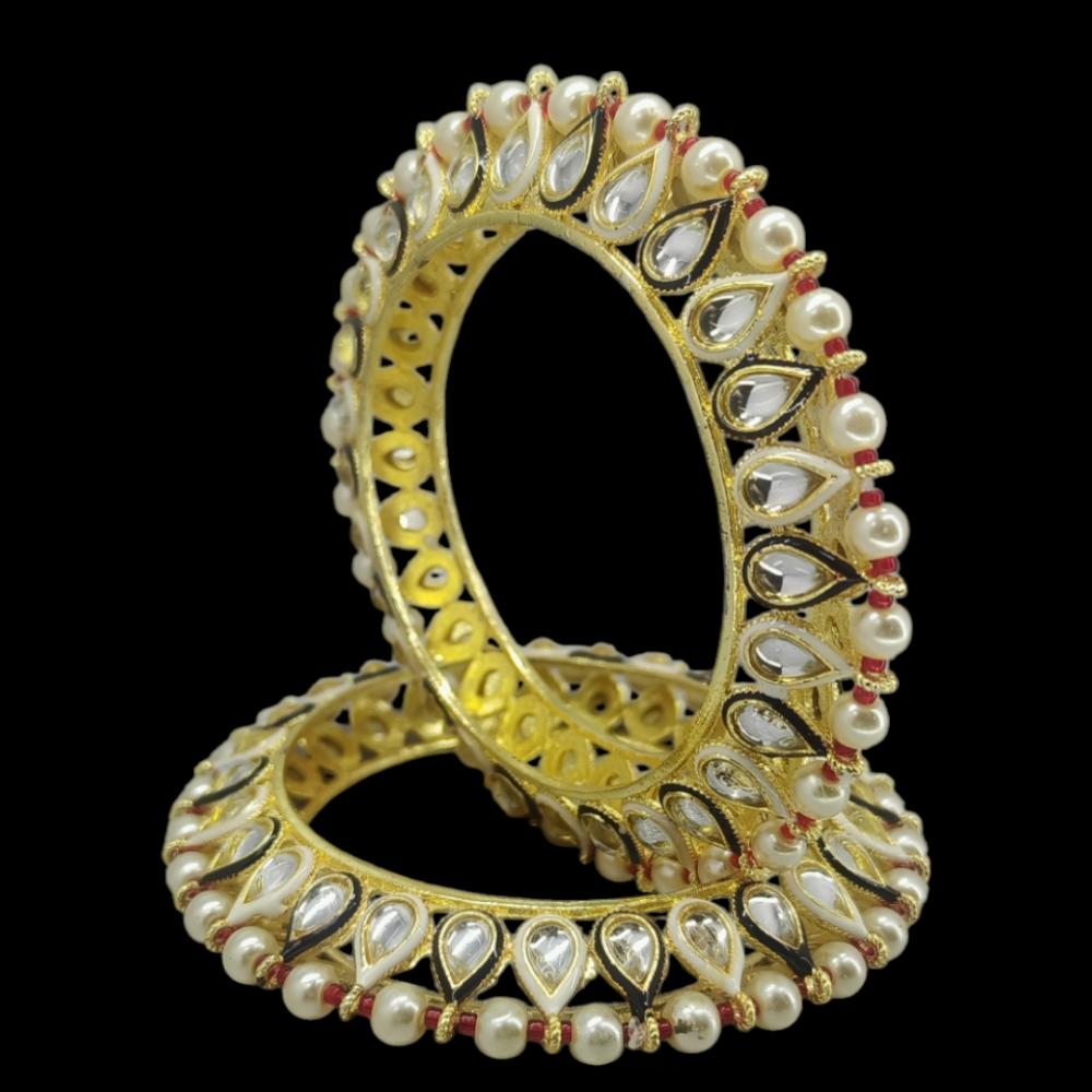 Amity Arts Gold Plated Kundan Stone Bangle (2 Piece)