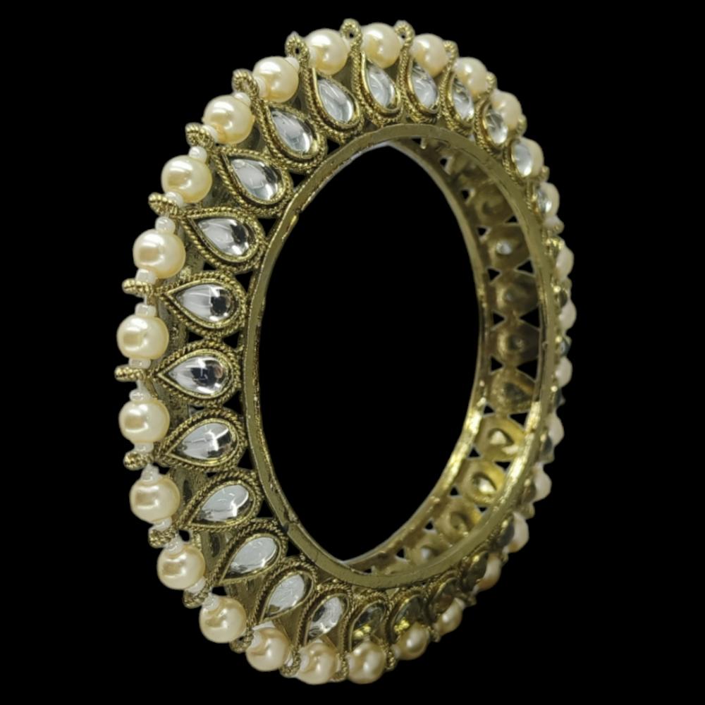 Amity Arts Mehndi Plated Kundan Stone Bangle (2 Piece)