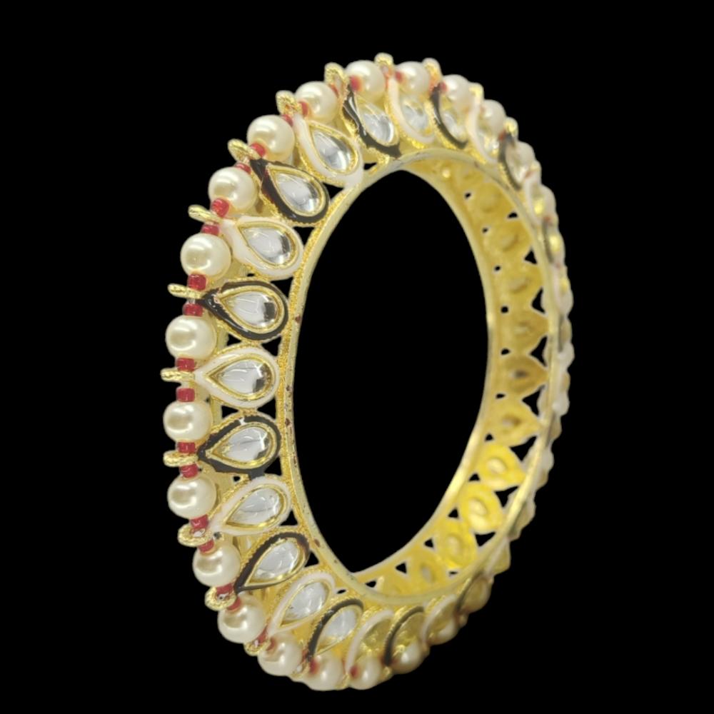 Amity Arts Gold Plated Kundan Stone Bangle (2 Piece)