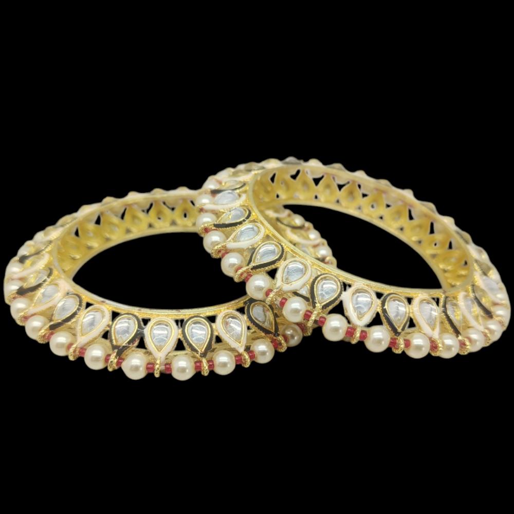 Amity Arts Gold Plated Kundan Stone Bangle (2 Piece)