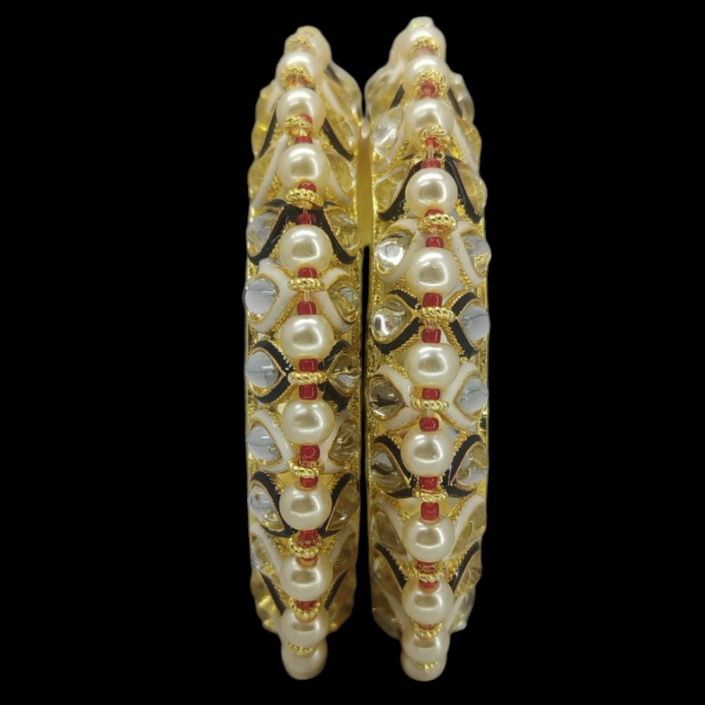 Amity Arts Gold Plated Kundan Stone Bangle (2 Piece)