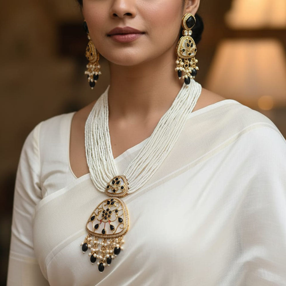 ZF Collection Pota and Pearl Long Necklace Set
