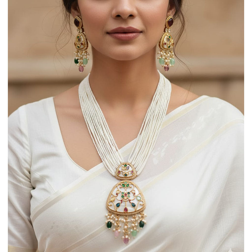 ZF Collection Pota and Pearl Long Necklace Set