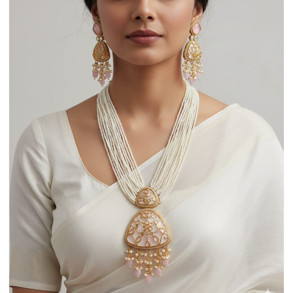 ZF Collection Pota and Pearl Long Necklace Set