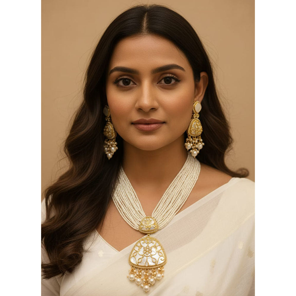 ZF Collection Pota and Pearl Long Necklace Set