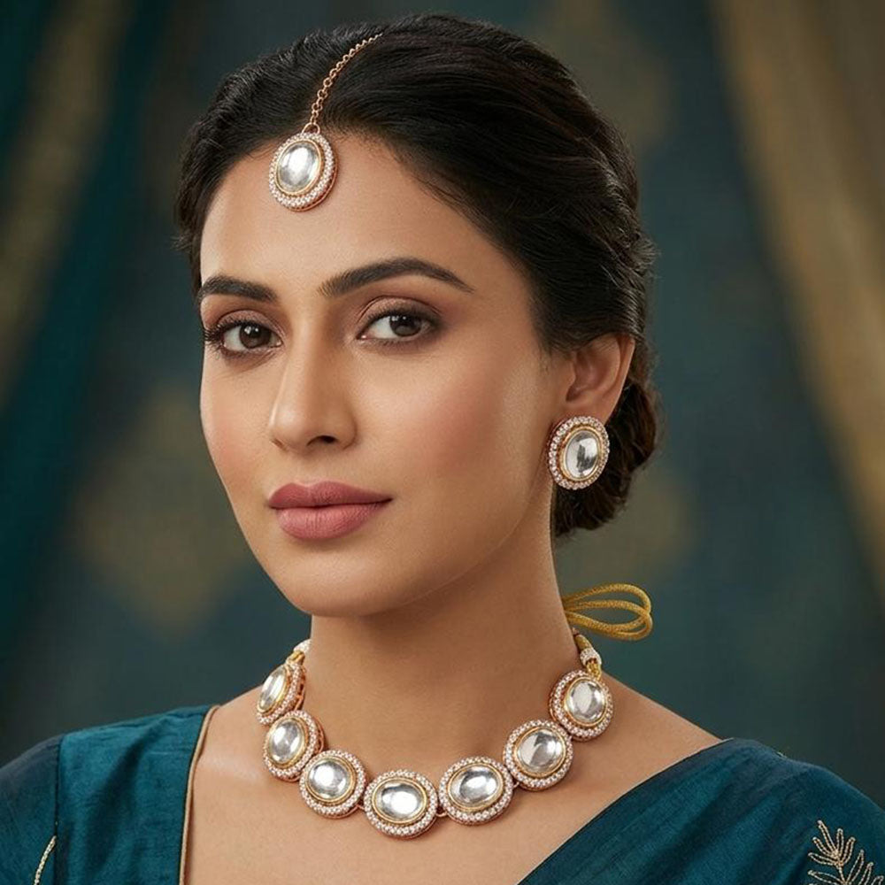 ZF Collection Elegant Kundan StoneNecklace Set