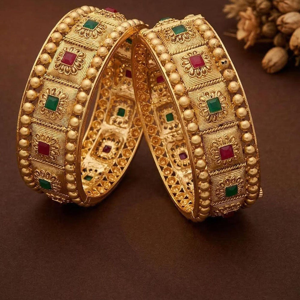 ZF Collection Designer Pota Stone Openable Bangles Set