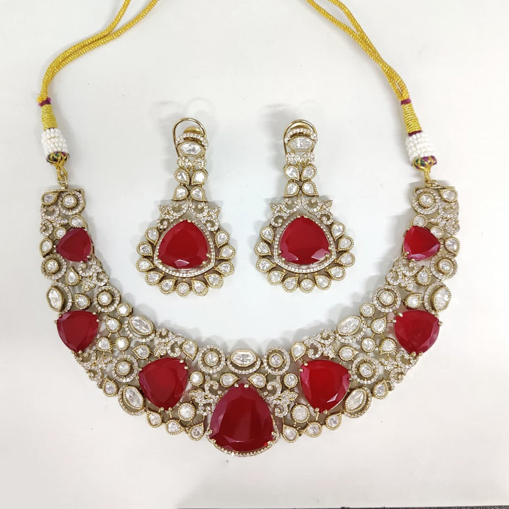 ZF Collection Festive Wear Polki Kundan Stone Necklace Set