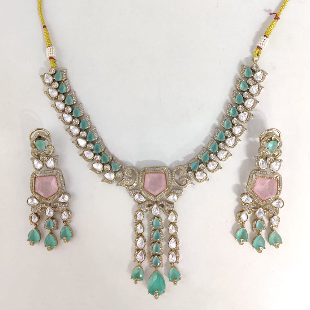 ZF Collection Festive Wear Polki Kundan Stone Necklace Set