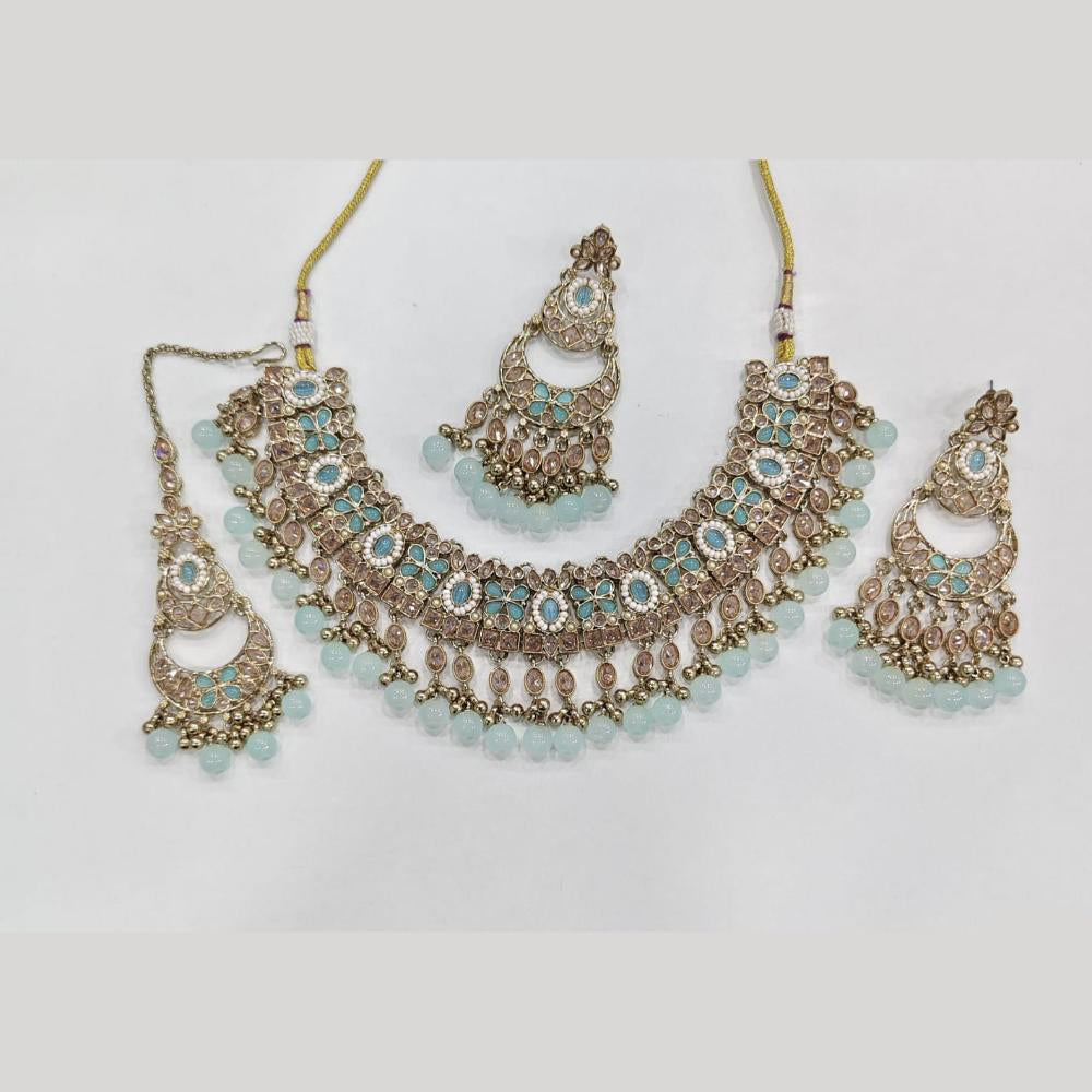 ZF Collection Glamorous Crystal Stone And Beads Necklace Set