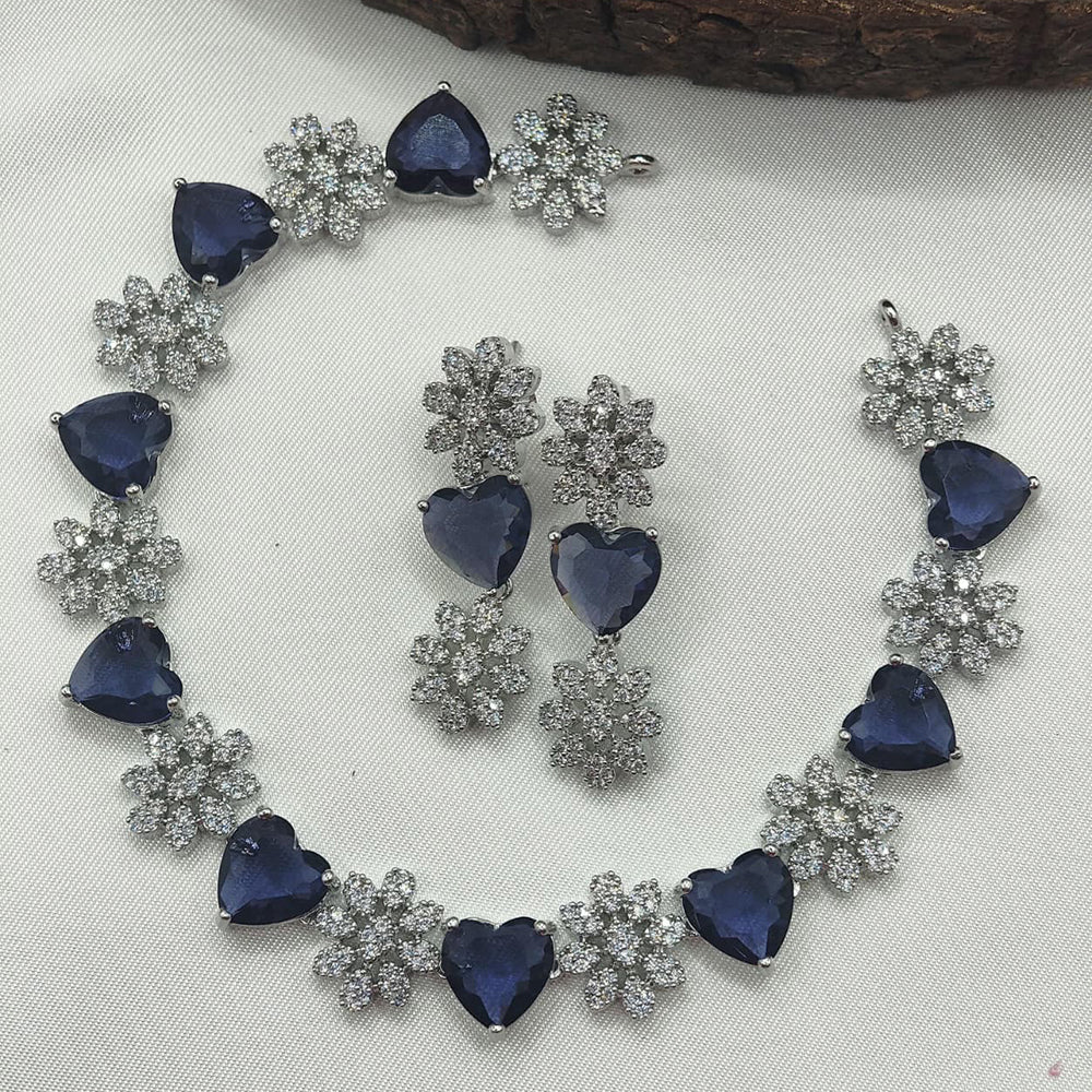 Ridhi Art Jewellery Glamorous Heart American Daimond Necklace Set