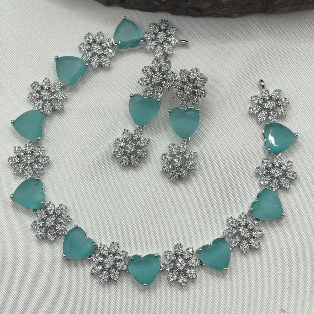 Ridhi Art Jewellery Glamorous Heart American Daimond Necklace Set