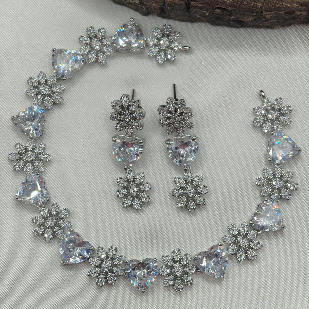 Ridhi Art Jewellery Glamorous Heart American Daimond Necklace Set