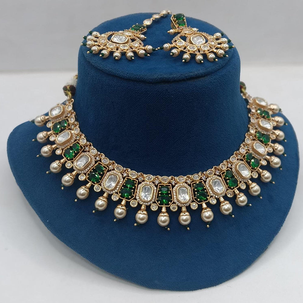 Ridhi Art Jewellery Regal Polki Kundan Stone And Beads Designer Choker Necklace Set