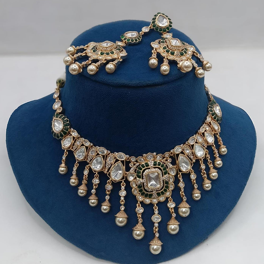 Ridhi Art Jewellery Regal Polki Kundan Stone And Beads Designer Choker Necklace Set