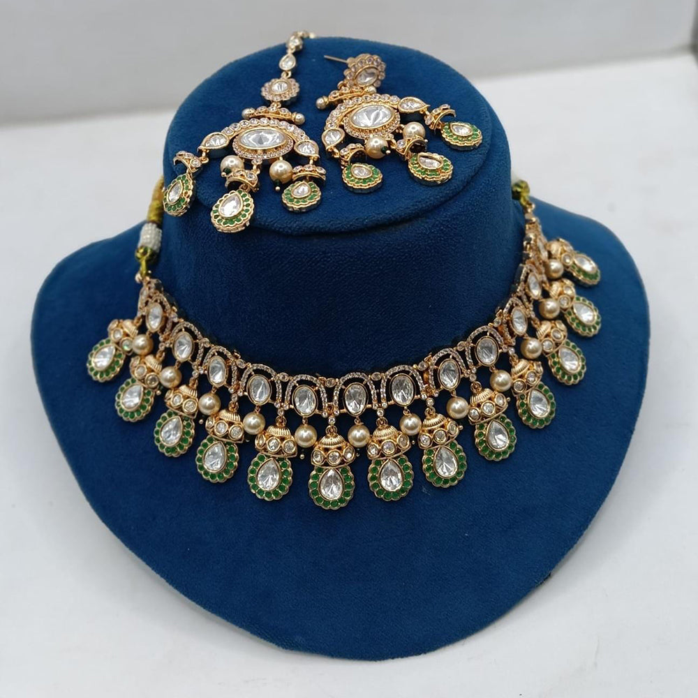 Ridhi Art Jewellery Regal Polki Kundan Stone And Beads Designer Choker Necklace Set