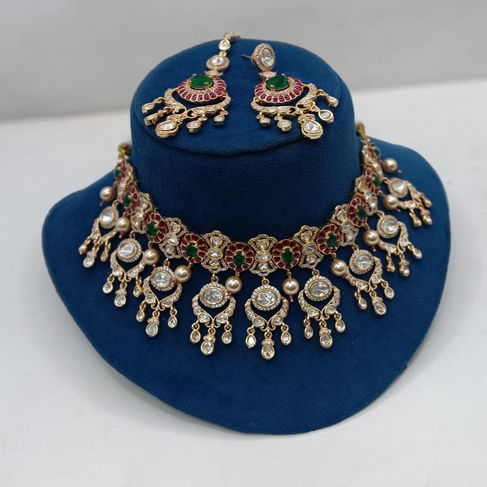 Ridhi Art Jewellery Regal Polki Kundan Stone And Beads Designer Choker Necklace Set