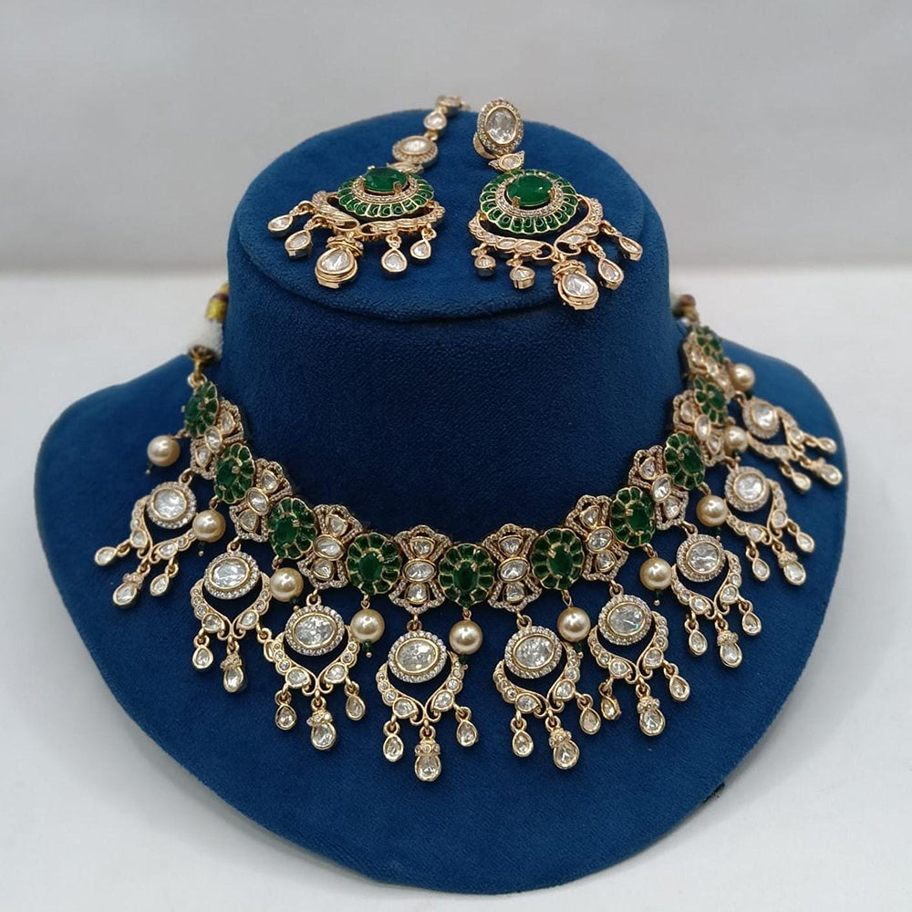 Ridhi Art Jewellery Regal Polki Kundan Stone And Beads Designer Choker Necklace Set