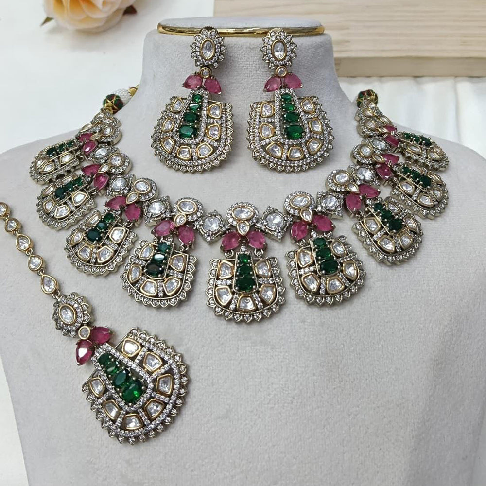 Ridhi Art Jewellery Designer Bridal Style Kundan Polki Stone Necklace Jewellery Set