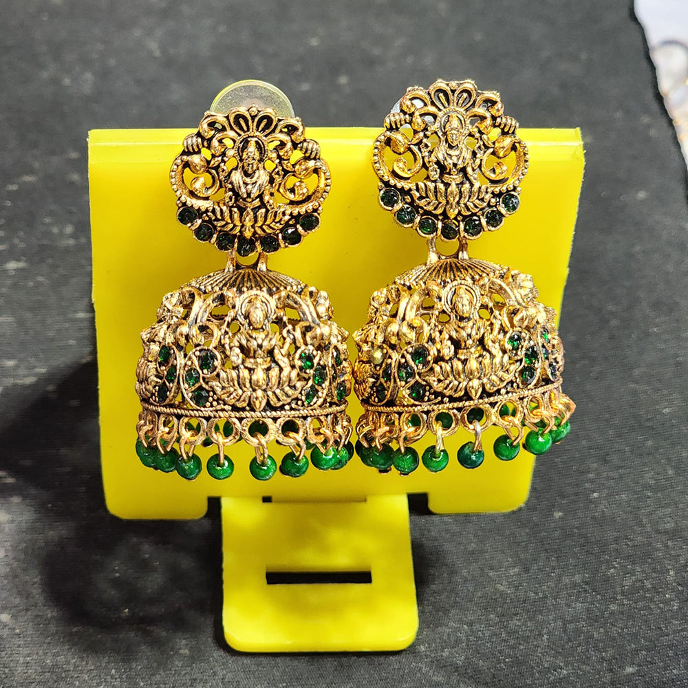 Rekha Gold Pota Stone And Pearl Temple Designer Jhumki Earrings (Pack of 24)