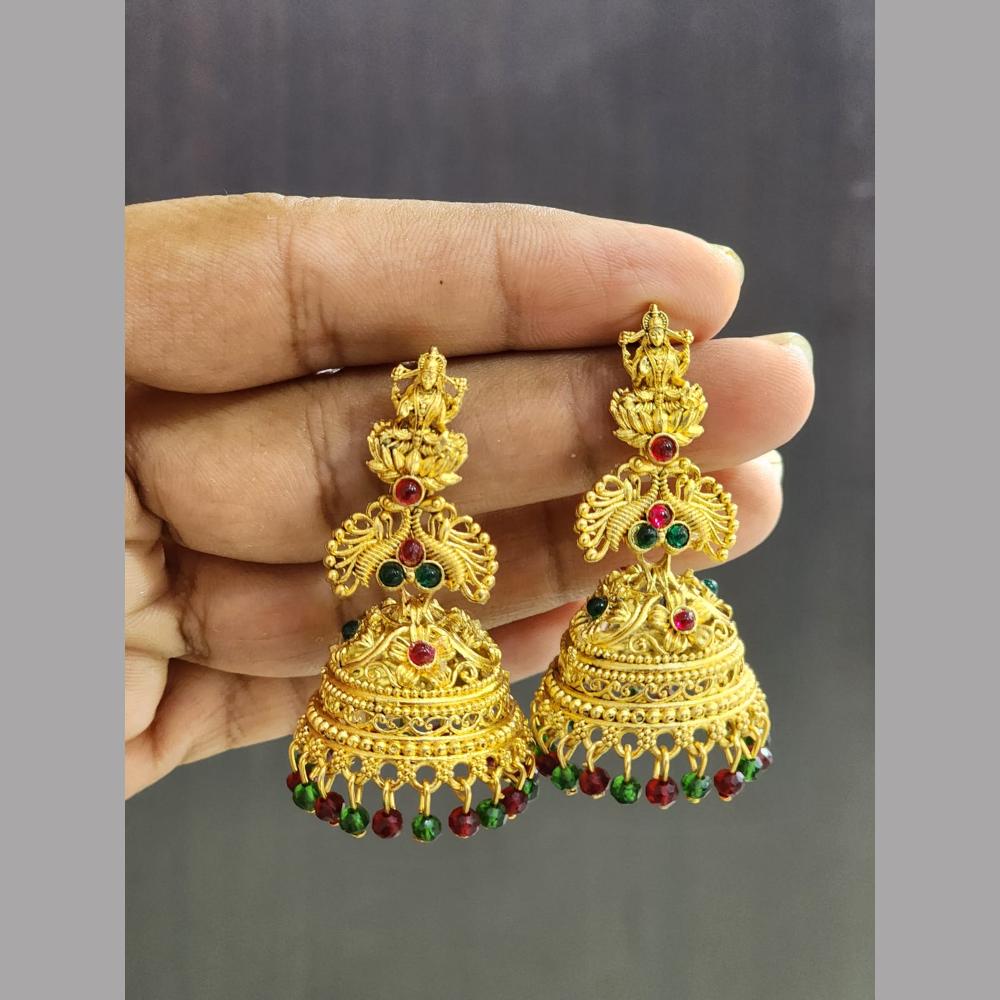 Rekha Gold Pota Stone And Pearl Temple Meenakari Designer Dangler Earrings (Pack of 20)