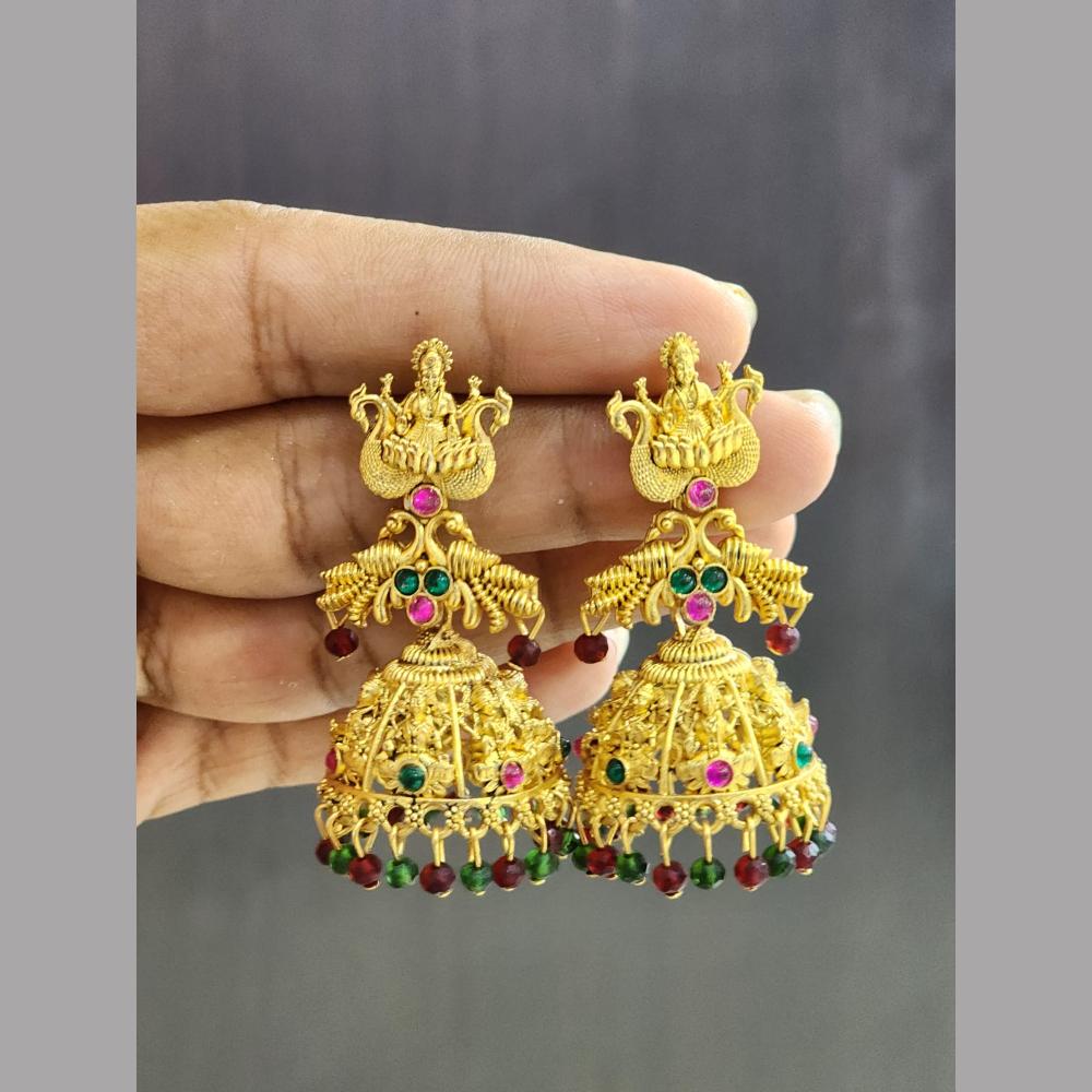 Rekha Gold Pota Stone And Pearl Temple Meenakari Designer Dangler Earrings (Pack of 20)