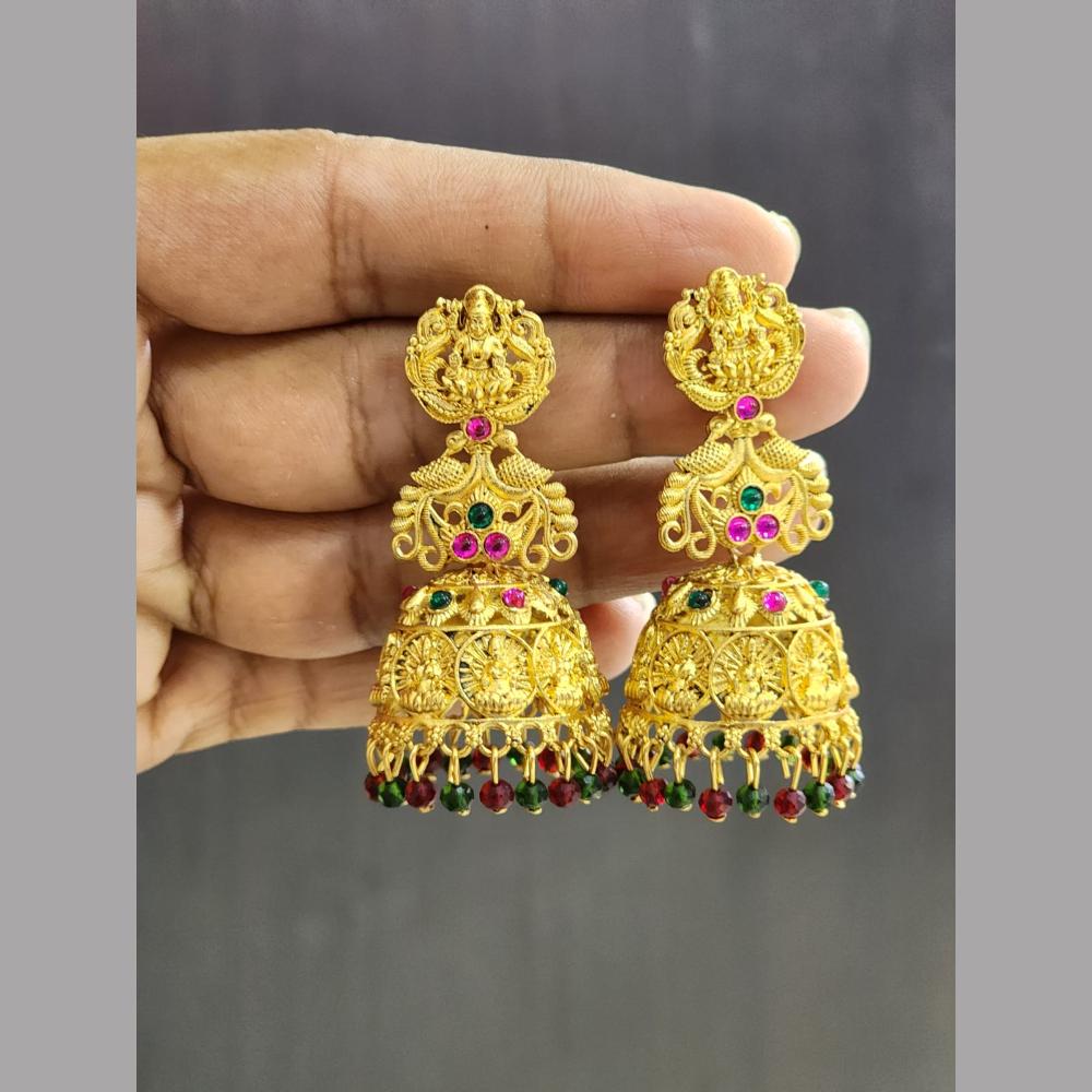 Rekha Gold Pota Stone And Pearl Temple Meenakari Designer Dangler Earrings (Pack of 20)