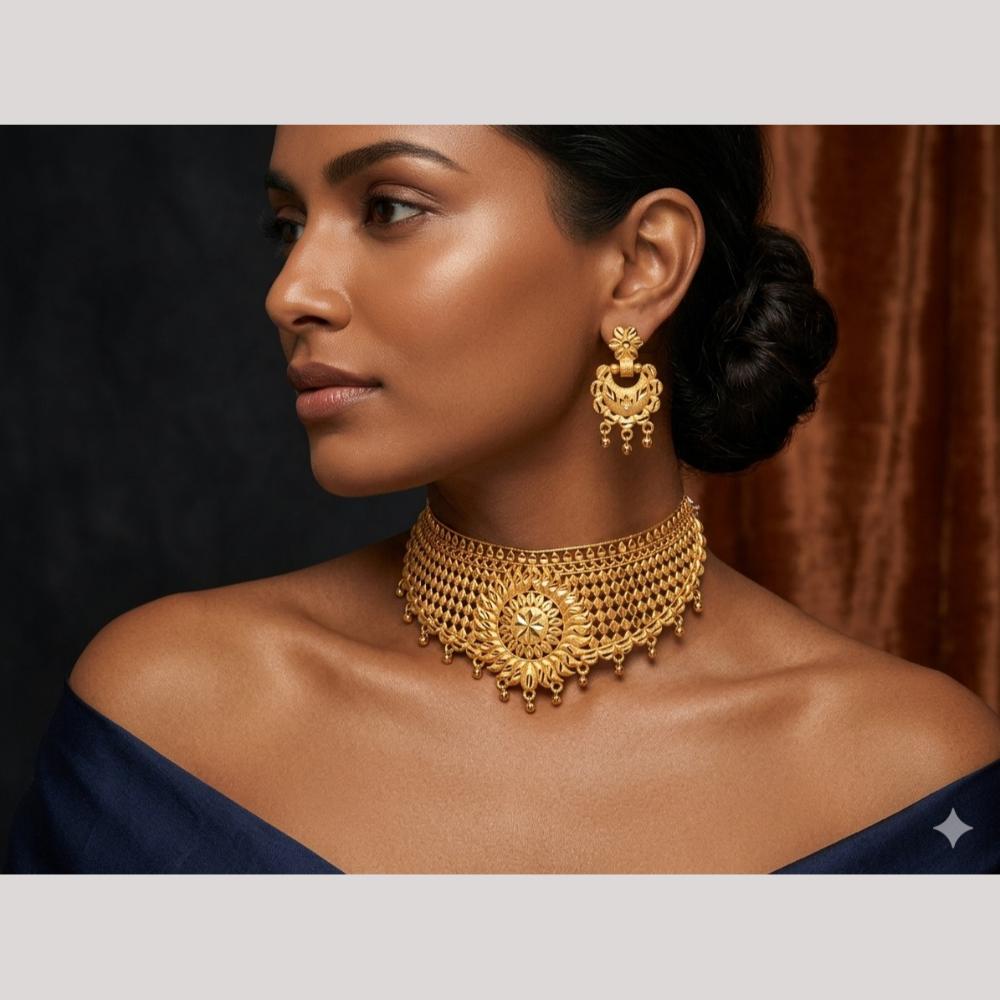 Kishi Jewels Traditional Gold Plated Choker Necklace Set (Pack of 6)