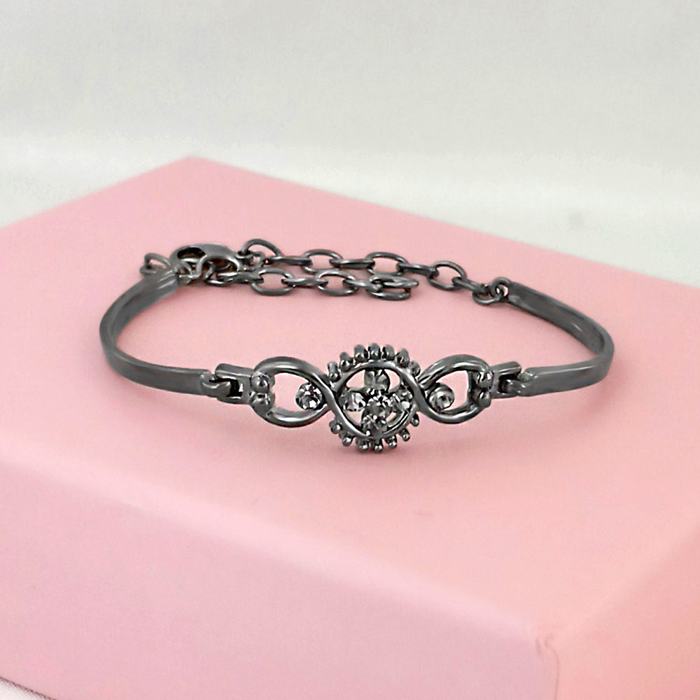 Urthn Black Plated Austrian Stone Bracelet - 1400557 (Pack Of 6)