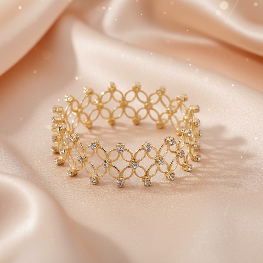 Urthn Gold Plated Trendy Adjustable / Stretchable Bracelet (Pack Of 6)