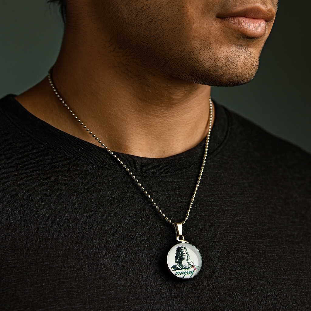 Urthn Adiyogi Lord Shiva Glass Pendant with Chain (Pack Of 6)