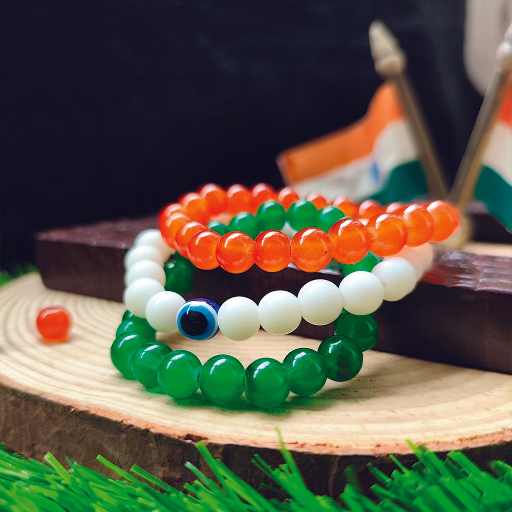 Urthn Independence Day Special Tiranga Beads Bracelet