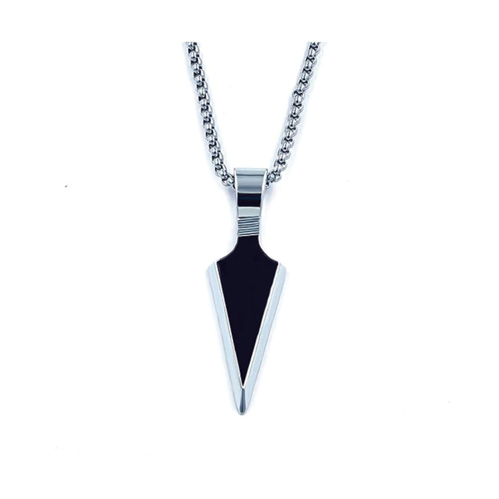 Urthn Silver chain with Black Arrow Pendant for men (Pack Of 6)
