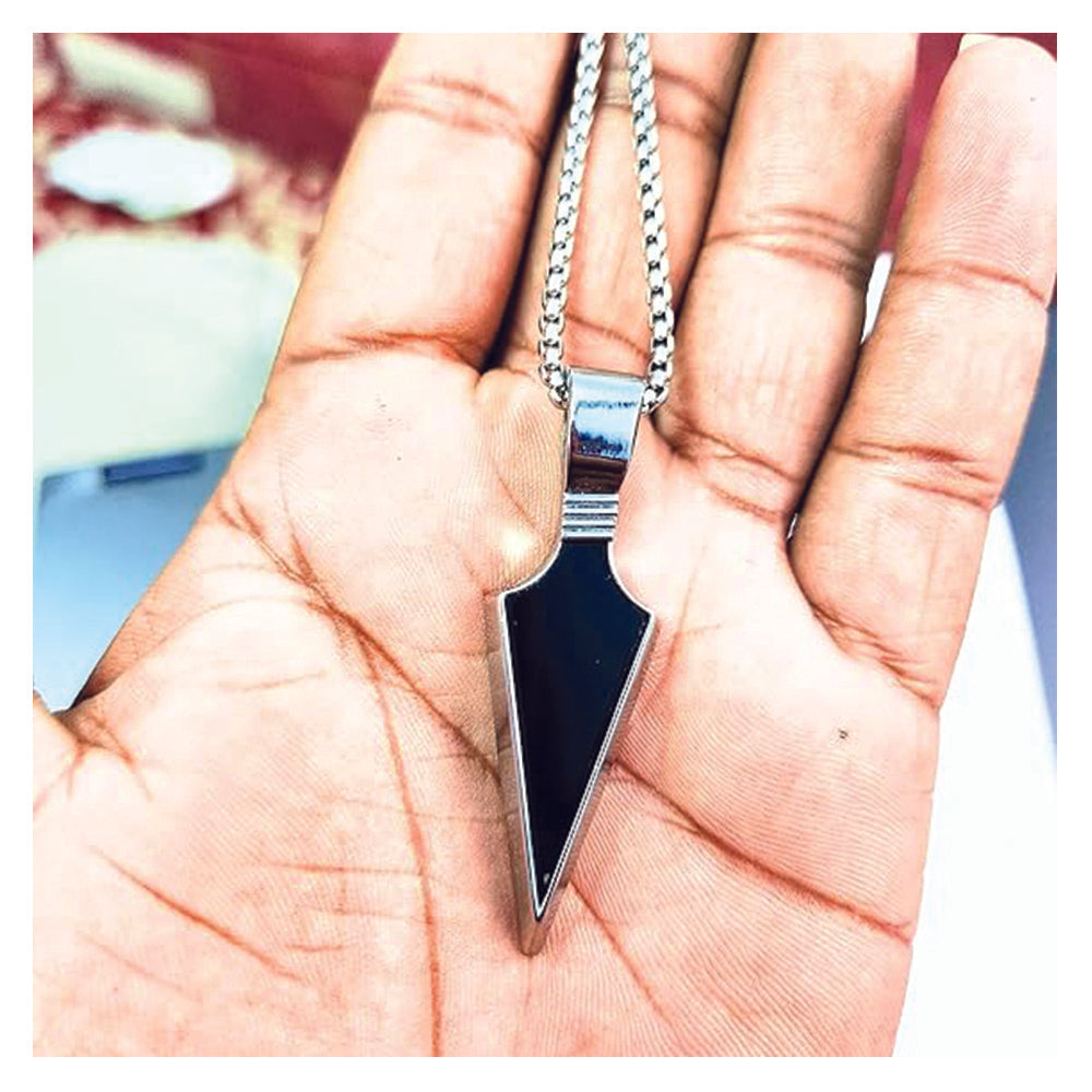 Urthn Silver chain with Black Arrow Pendant for men (Pack Of 6)