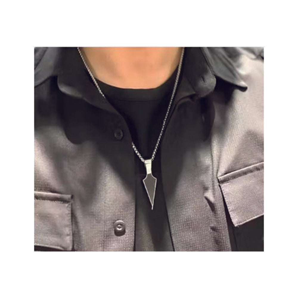 Urthn Silver chain with Black Arrow Pendant for men (Pack Of 6)