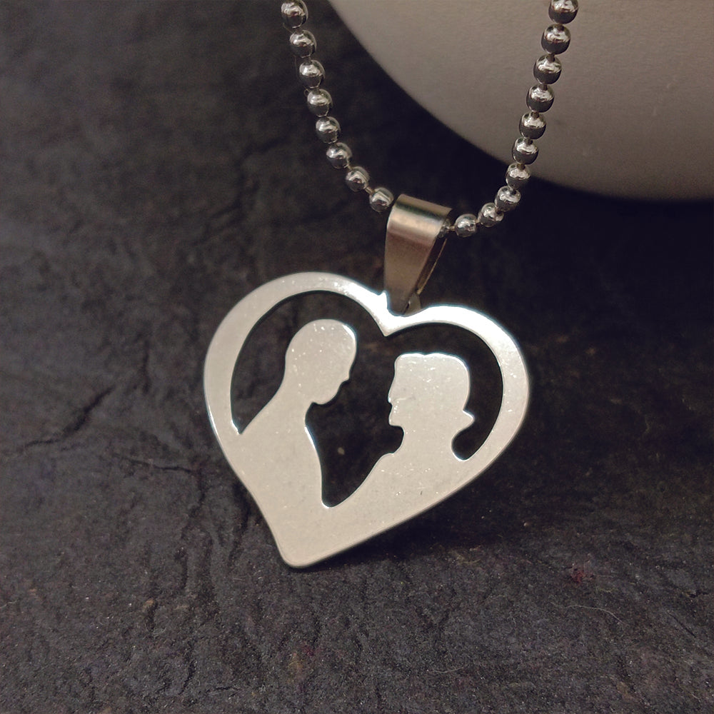 Urthn Couple Heart Shape Chain Pendant (Pack Of 6)