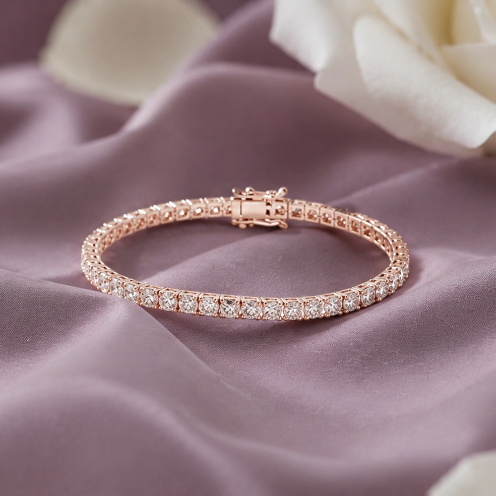 Urthn SparkLuxe Crystal Stone Rose Gold Plated Tennis Bracelet for Women