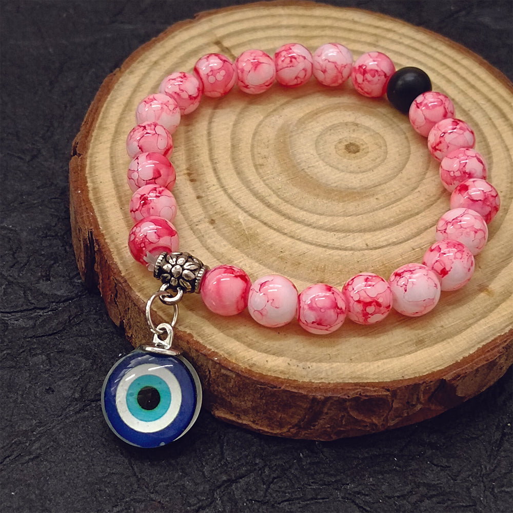 Urthn Red Beads Evil Eye Bracelet