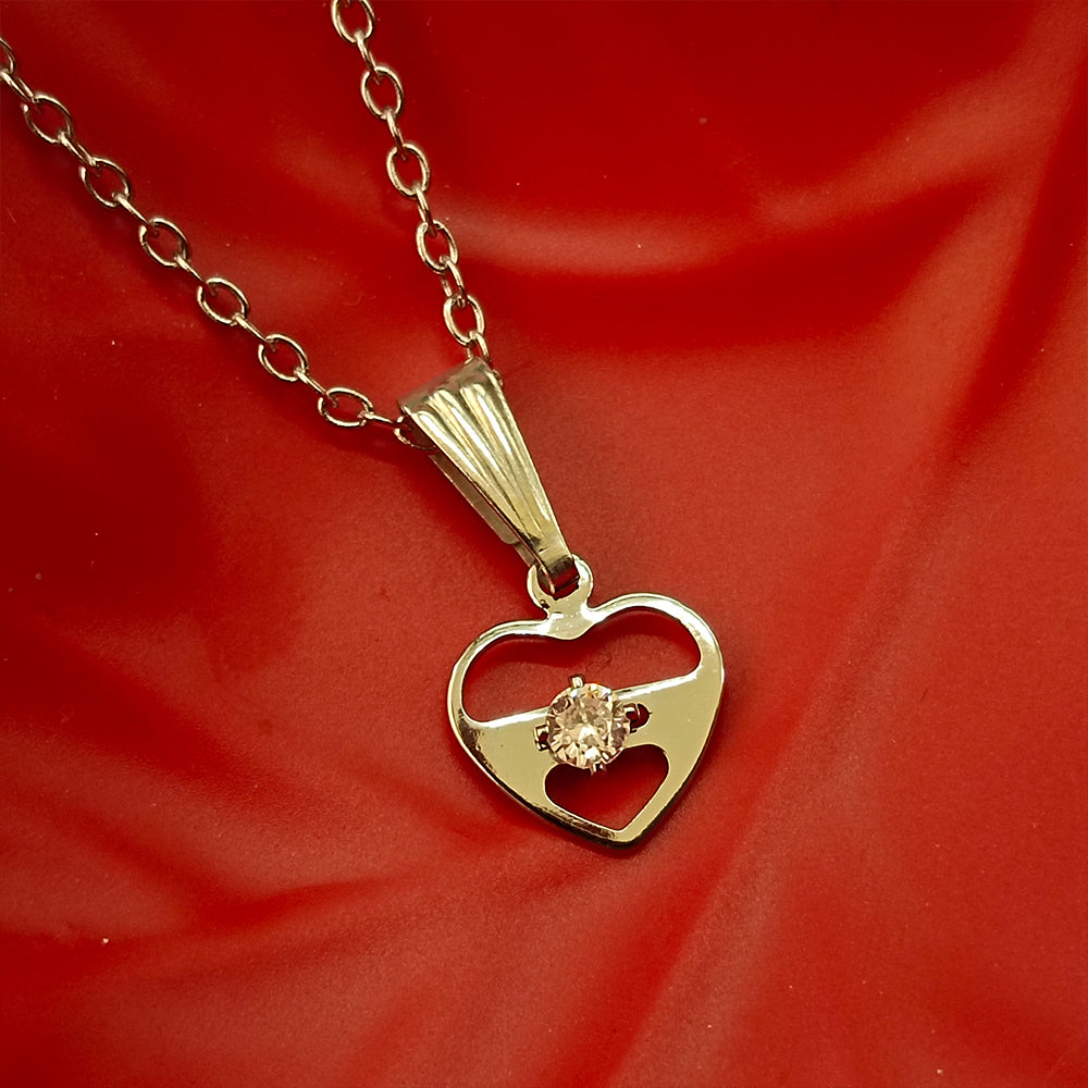 Urthn Heart shape Rose Gold-Plated Chain Pendant(Pack of 12)