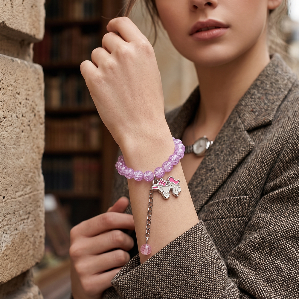 Urthn Crackle Beads And Charms Stylish Bracelets For Kids (Set of 6)