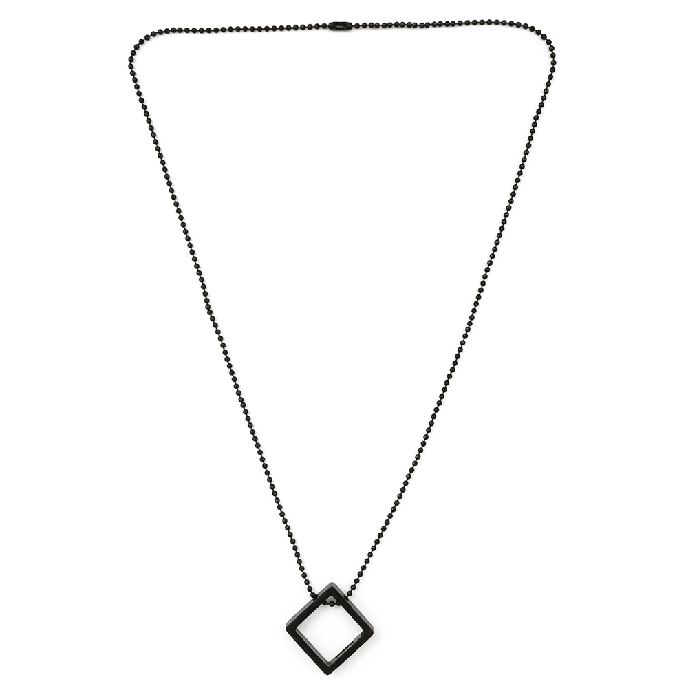 Urthn Stylish Square Steel Chain Pendant for Men (Pack of 6)
