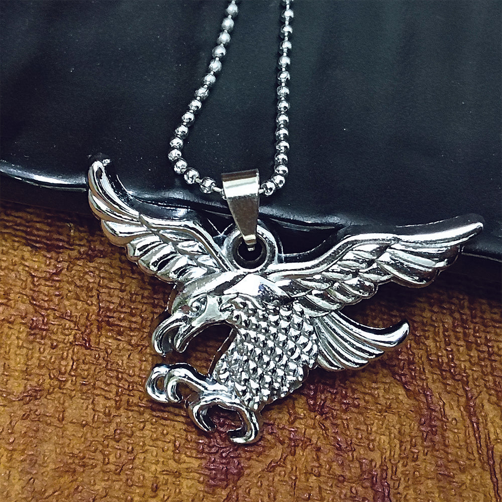 Urthn Flying Eagle Silver Finish Pendant Chain for Men (Pack Of 6)