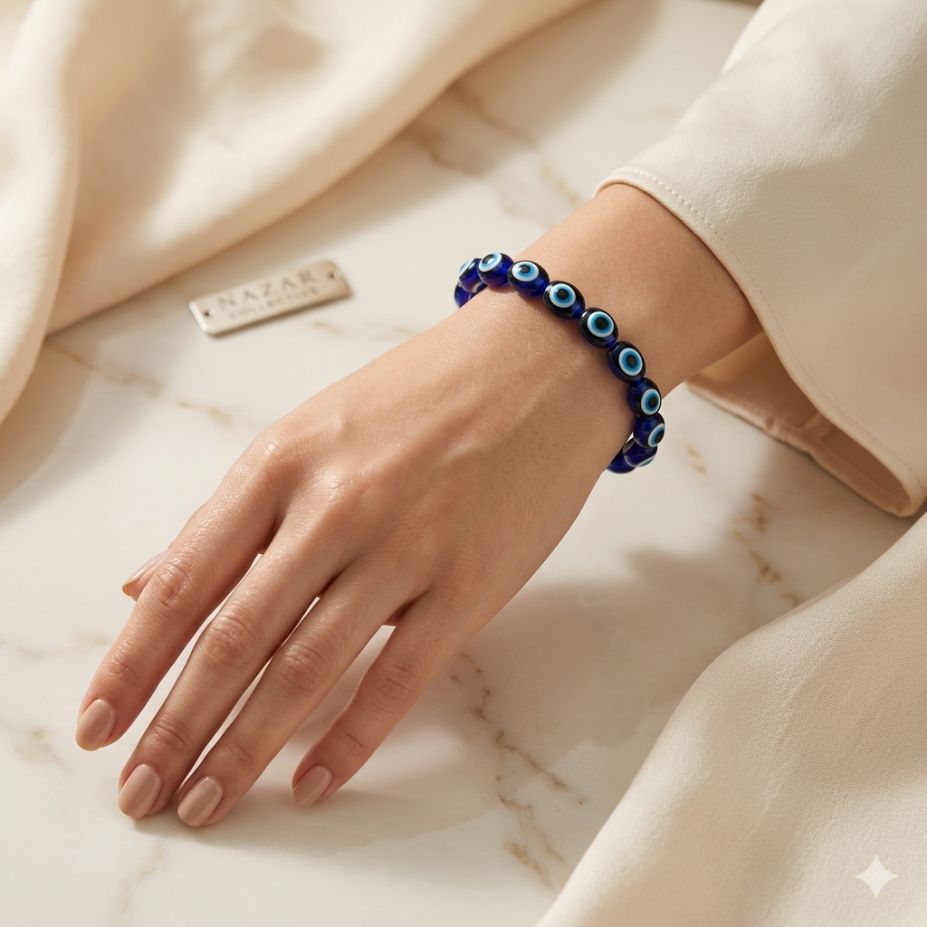 Urthn Blue Evil Eye Beads Unisex Bracelet (Pack of 6)
