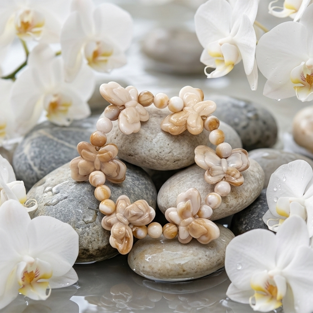 Urthn Stylish Butterfly and Natural Beads Design Bracelet(Pack of 6)
