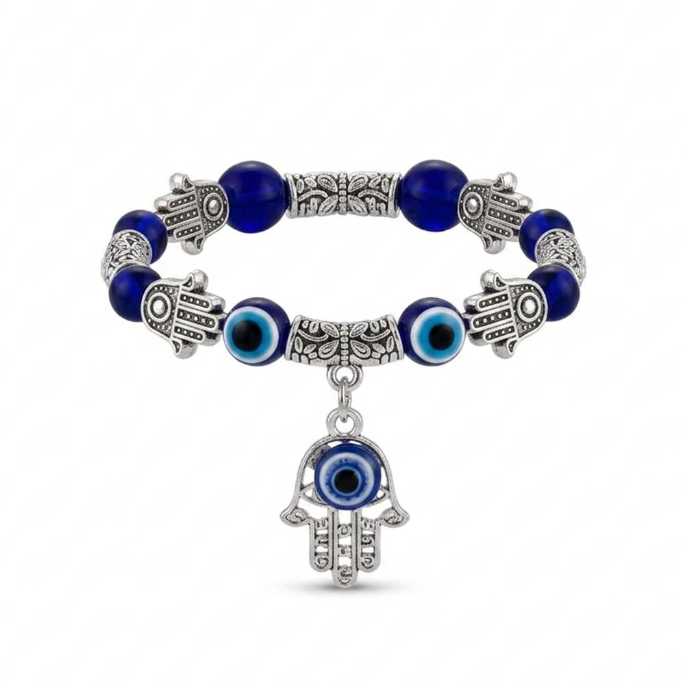 Urthn Evil Eye & Hamsa Hand Beaded Bracelet for Men (Set of 6)
