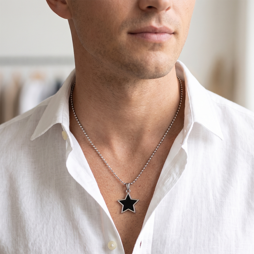 Urthn Star Steel Chain Pendant For Men