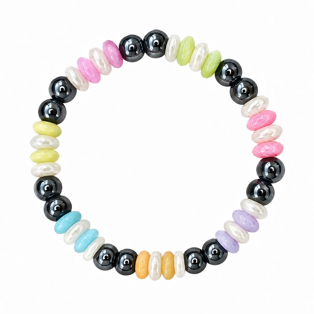 Urthn Metallic Beaded Bracelet with Multi Color Bead Accents(Pack of 12)