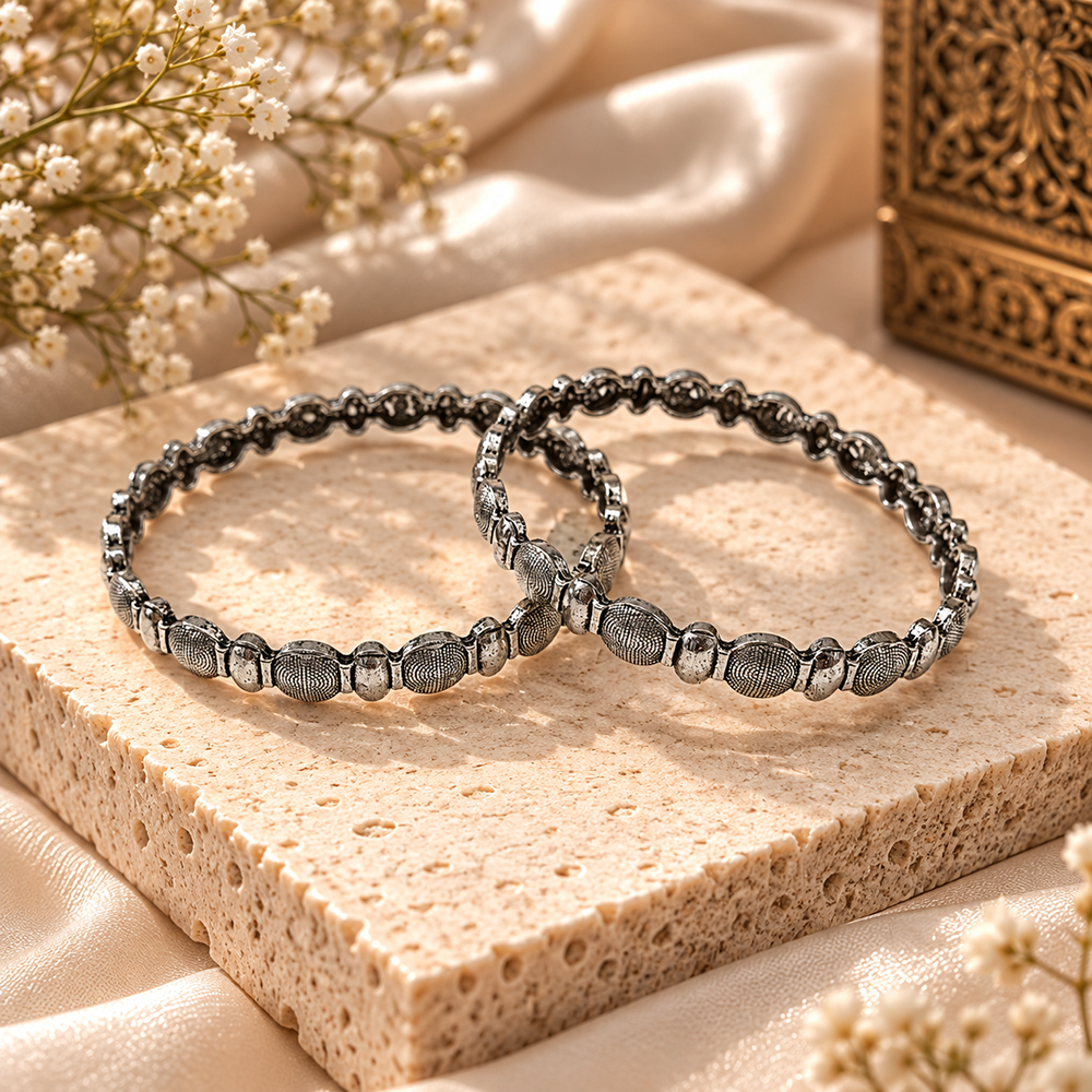 Urthn Ethnic Oxidised Bangles Set for Women Stylish Traditional Jewellery